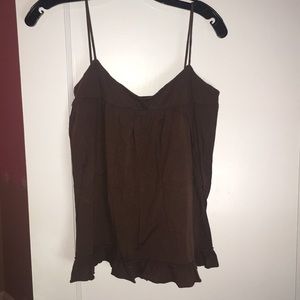 J crew brown ruffle tank